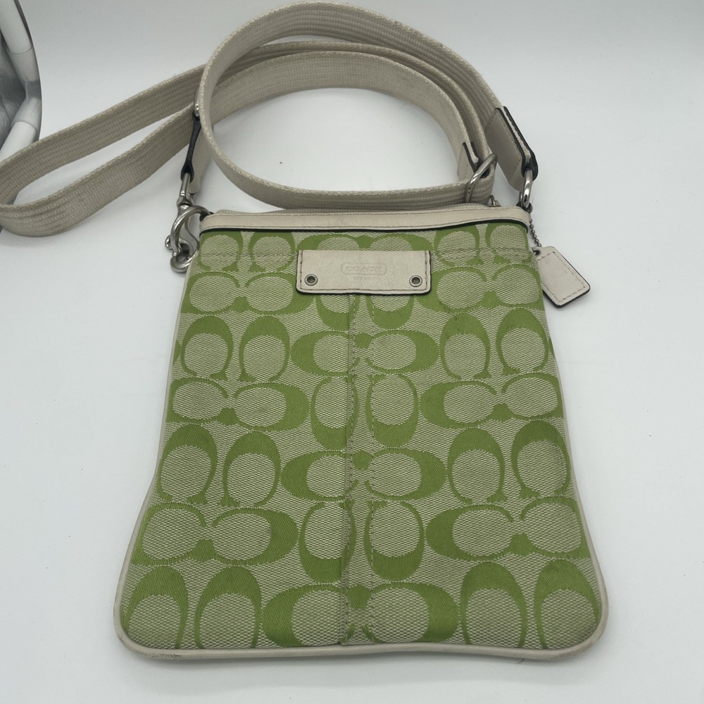 Coach Jacquard Swingpack Crossbody Bag Vintage Lime Y2K